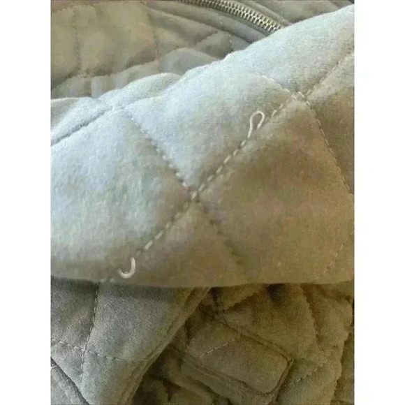 Stoosh Lavender Gray Quilted Cropped Hooded Jacket Sz L zip up warm pockets - Picture 7 of 7